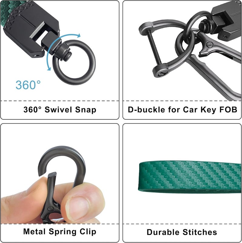 OHKYOOT Store Leather Car Keychain,Carabiner Clip Key Fob Keychain for Home Car Keys Women Men - Image 2